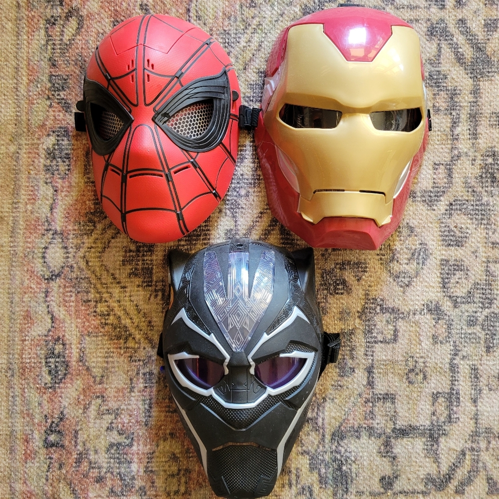 Set Of Marvel Masks Spiderman Iron Man Black Panther